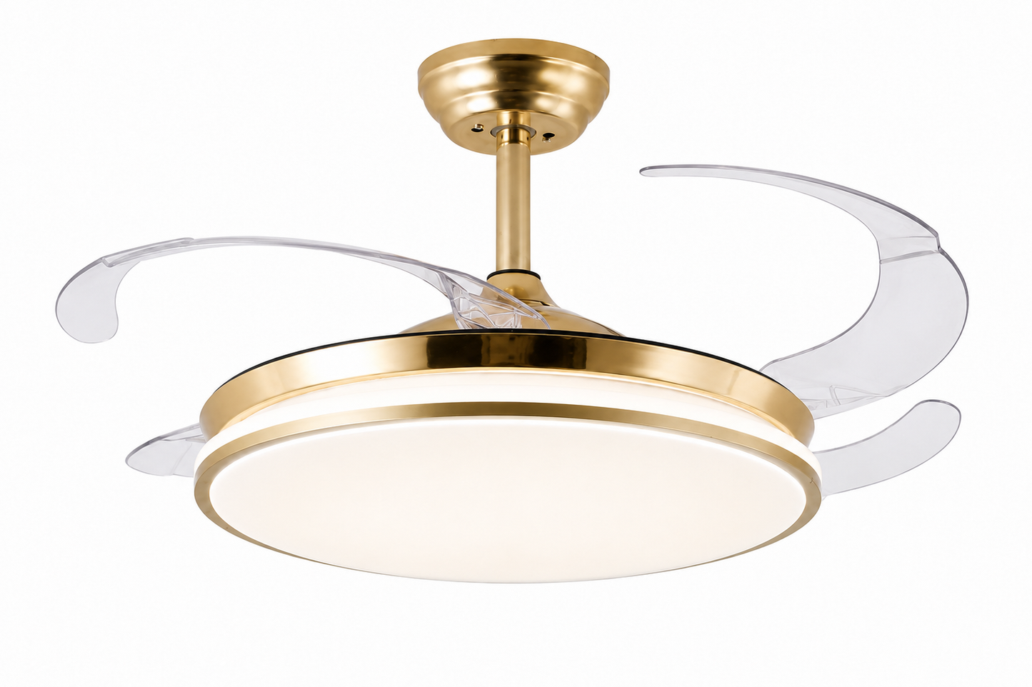 Gold Retractable Blade Ceiling Fan With Remote