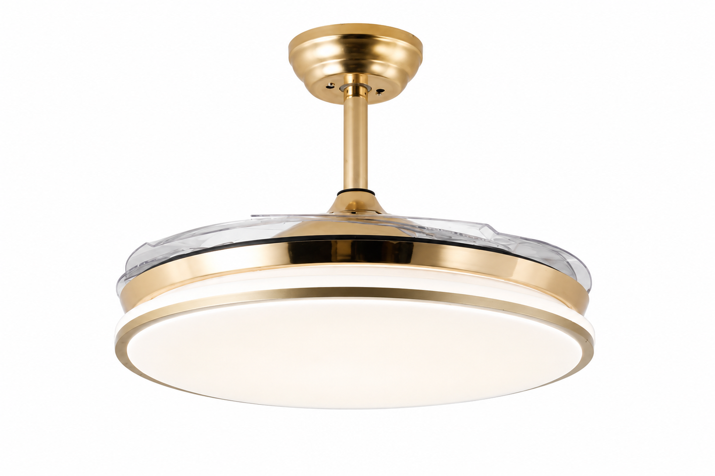 Gold Retractable Blade Ceiling Fan With Remote