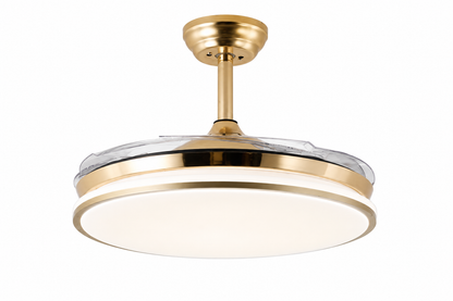 Gold Retractable Blade Ceiling Fan With Remote