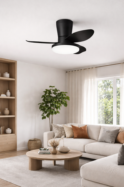 65cm Compact Three Blade Ceiling Fan With Remote Control - 25 Inch