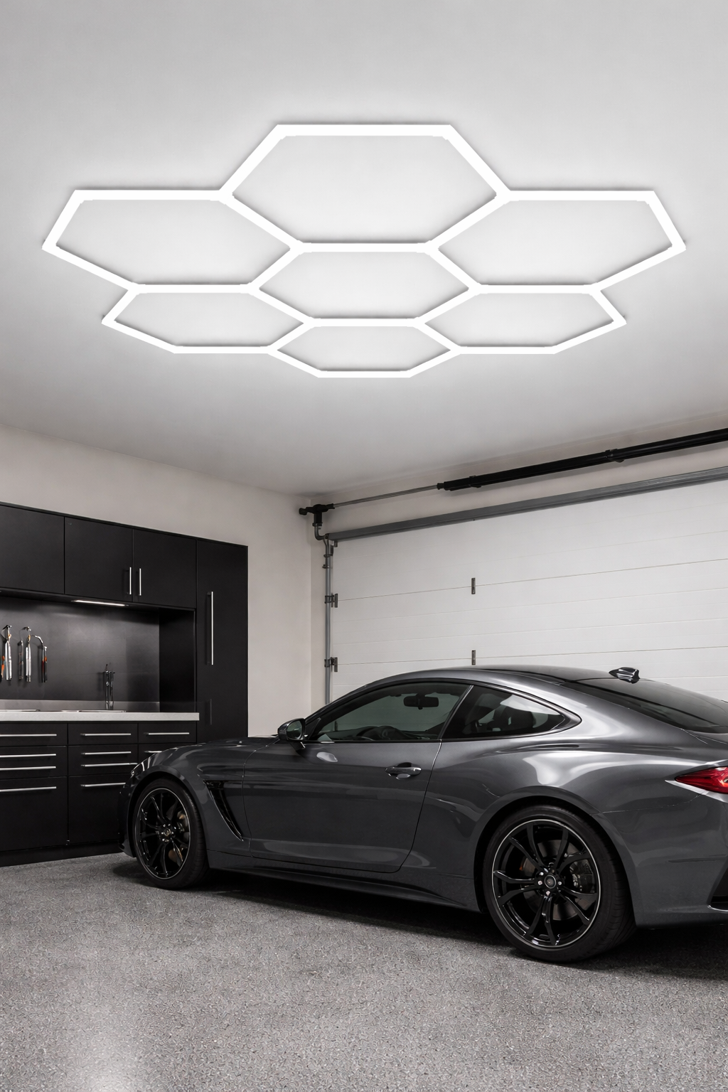 Hexagon Grid Led Car Garage Light 2.4m x 2.6m
