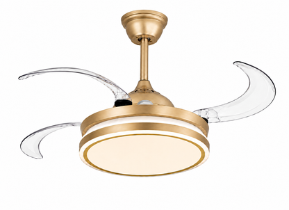 Gold Retractable Blade Ceiling Fan With Remote