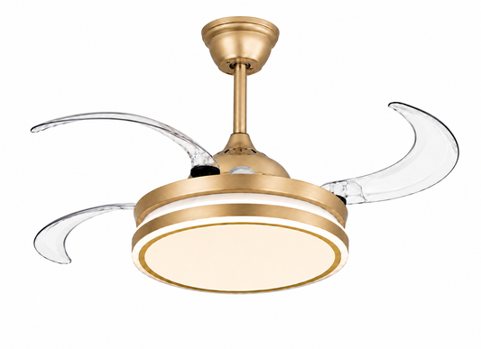 Gold Retractable Blade Ceiling Fan With Remote