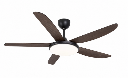 140cm Five Blade LED Ceiling Fan with Remote Control - Wood
