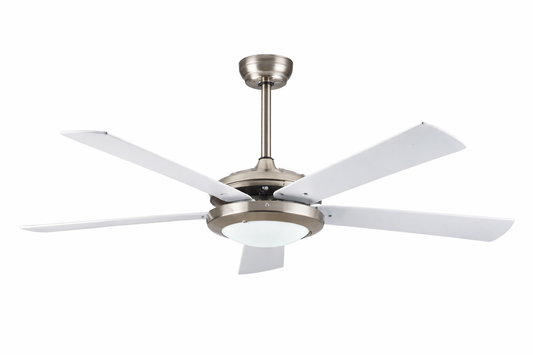 52 Inch White & Silver Ceiling Fan with LED and Remote
