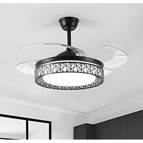 Ceiling fan with light fixture on a white ceiling