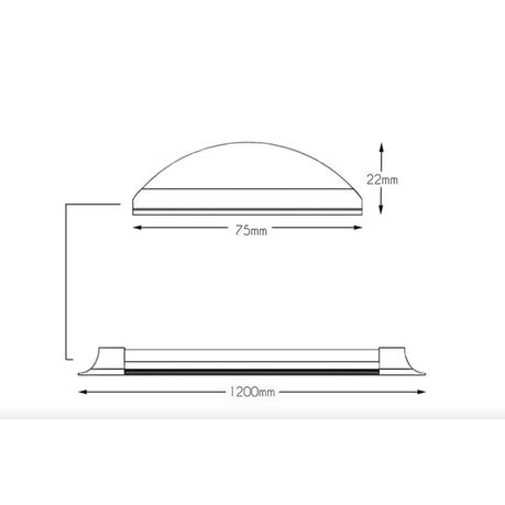 Technical drawing of a cylindrical object with dimensions labeled