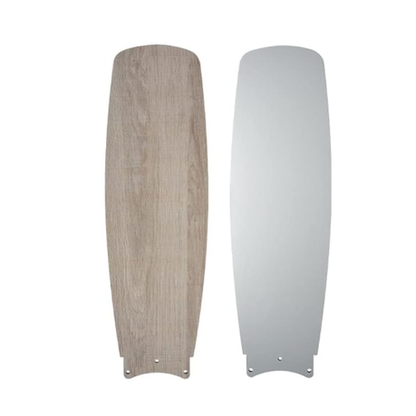 Two wooden panels, one with a natural finish and the other with a white finish, on a white background.