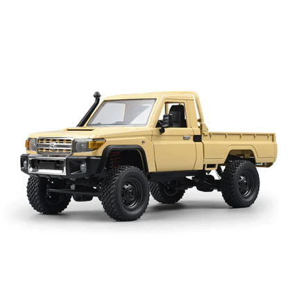 1:12 RC Land Cruiser rock crawler with 4WD, rugged suspension, and rechargeable battery—ideal for off-road fun and outdoor terrain adventures.
