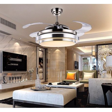 Modern living room with a ceiling fan light fixture