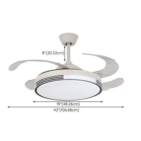 Ceiling fan with dimensions labeled on a white background