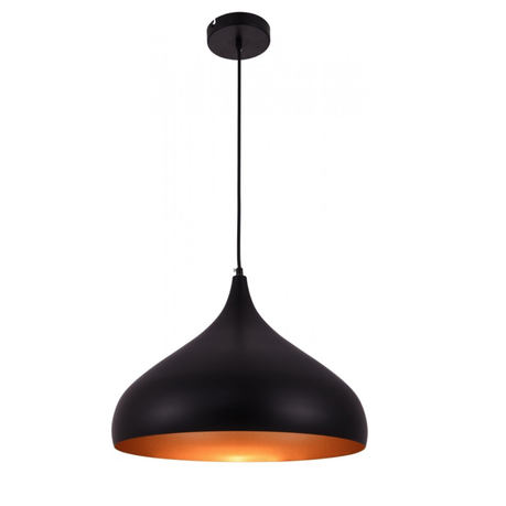 Modern round pendant ceiling light in matte black with E27 fitting, ideal for stylish indoor spaces like kitchens, lounges, and reception areas.