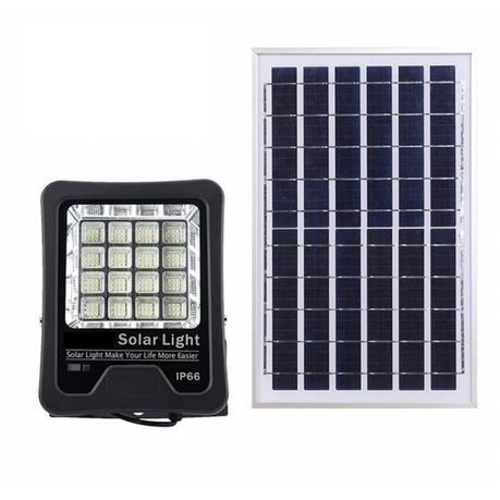 200W solar LED floodlight with day/night sensor, remote control, and weatherproof design—ideal for outdoor security and off-grid lighting.