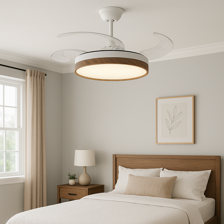 PCP Tactical Retractable Ceiling Fan with LED Light, Remote, 42-Inch