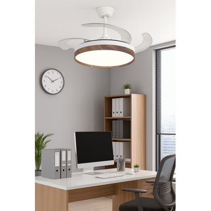 PCP Tactical Retractable Ceiling Fan with LED Light, Remote, 42-Inch