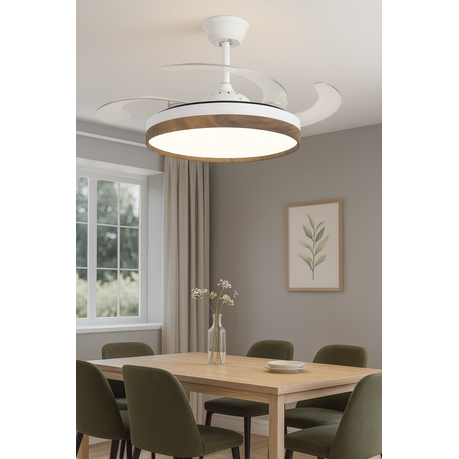 PCP Tactical Retractable Ceiling Fan with LED Light, Remote, 42-Inch