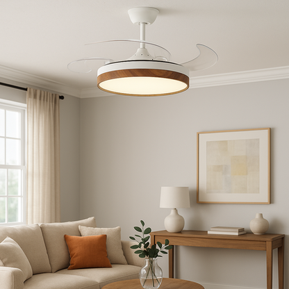 PCP Tactical Retractable Ceiling Fan with LED Light, Remote, 42-Inch