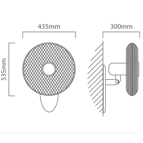 Technical drawing of a circular object with dimensions labeled on a white background