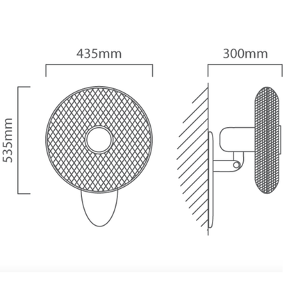 Technical drawing of a circular object with dimensions labeled on a white background