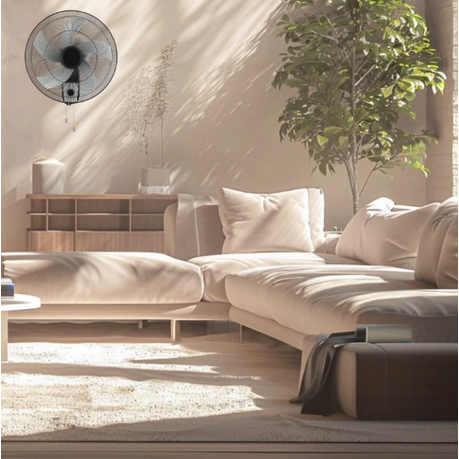 Modern living room with a beige sectional sofa, wooden side table, and decorative plant.