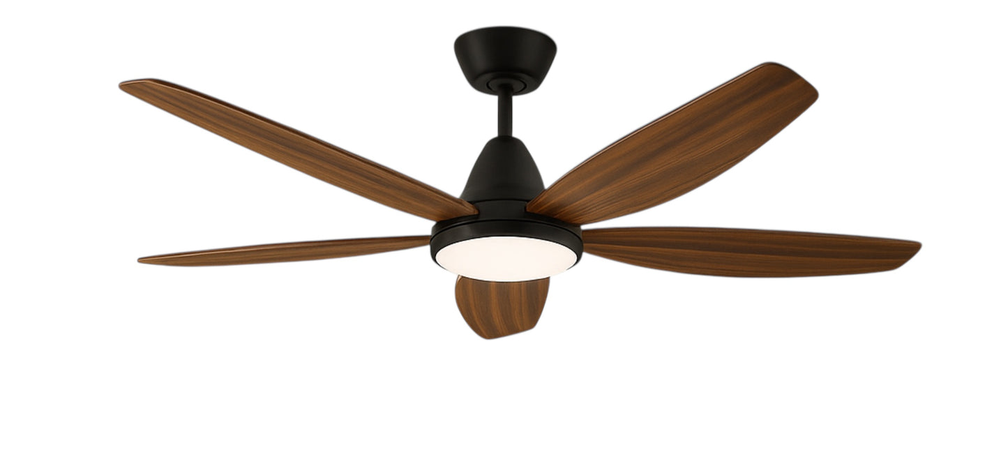 133cm Five Blade LED Ceiling Fan with Remote Control - Wood