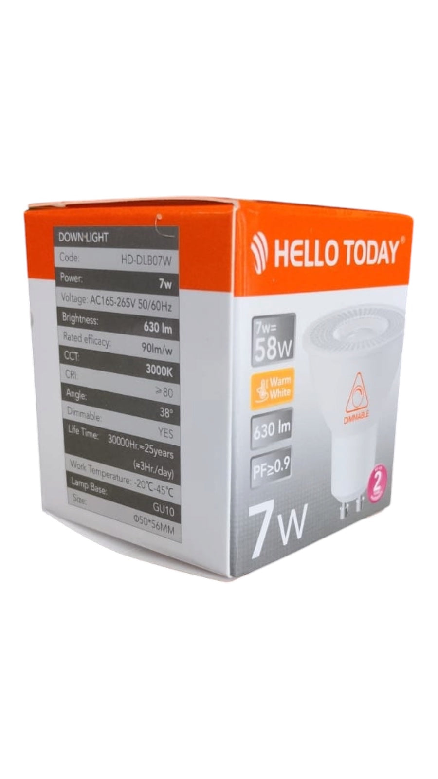 Hello Today Dimmable LED 7w Down lights GU10 Cool / Warm White - Pack Of 10