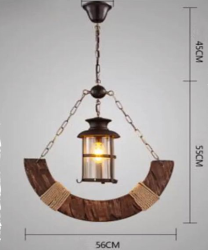 Rustic Wood & Iron Lamp Pendant Chandelier