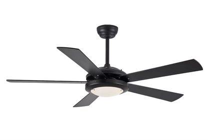 52 Inch Black Ceiling Fan with LED and Remote