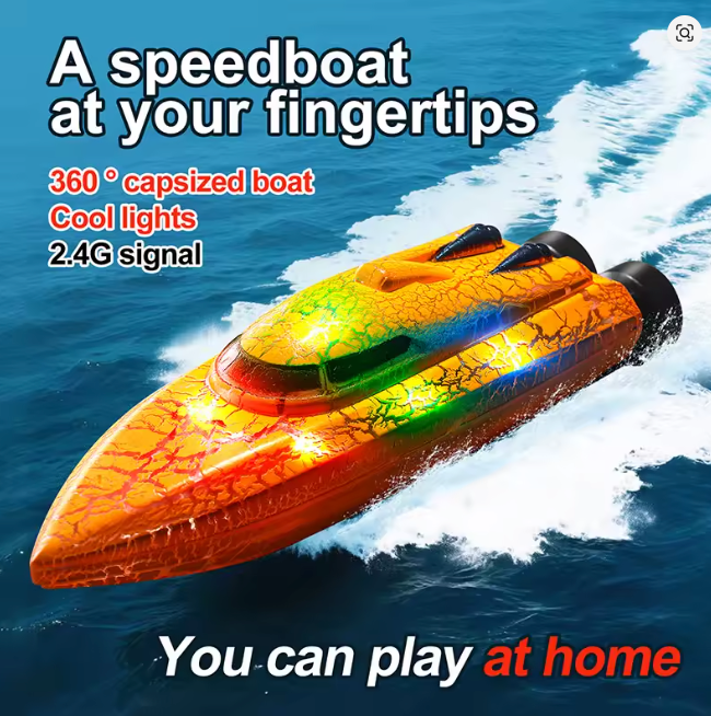 Micro Remote Control Boat 360-degree Flip with LED Light Effects