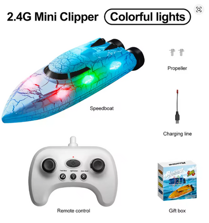 Micro Remote Control Boat 360-degree Flip with LED Light Effects