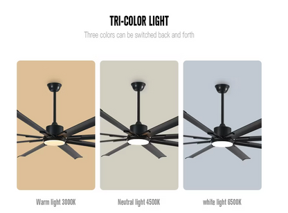 180cm Extra Large Black Ceiling Fan With Remote