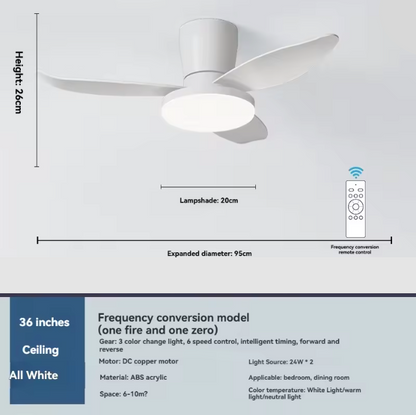 95cm Three Blade Ceiling Fan With Remote Control - 36 Inch