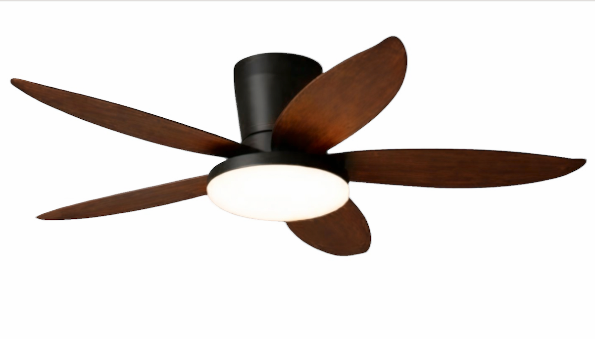 110cm Black & Wood Style Ceiling Fan With Remote Control