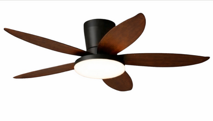 110cm Black & Wood Style Ceiling Fan With Remote Control
