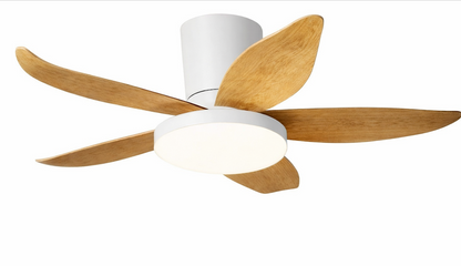 95cm White and Wood Ceiling Fan With Remote Control