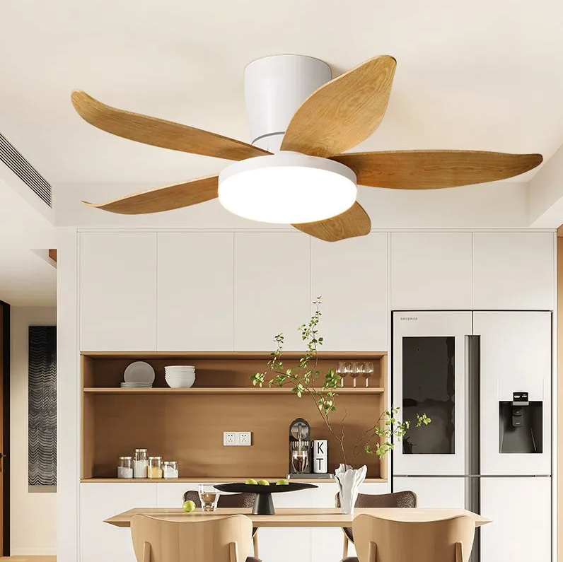 95cm White and Wood Ceiling Fan With Remote Control