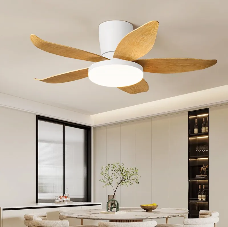 95cm White and Wood Ceiling Fan With Remote Control