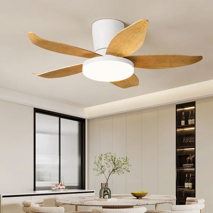 95cm White and Wood Ceiling Fan With Remote Control