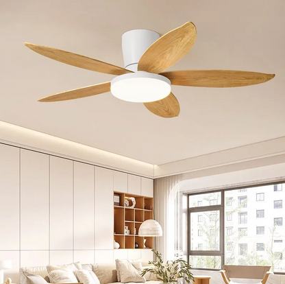 95cm White and Wood Ceiling Fan With Remote Control