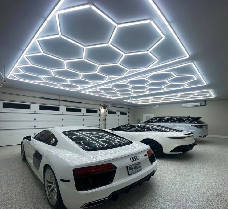 Hexagon Grid Led Car Garage Light 4.8m x 2.4m
