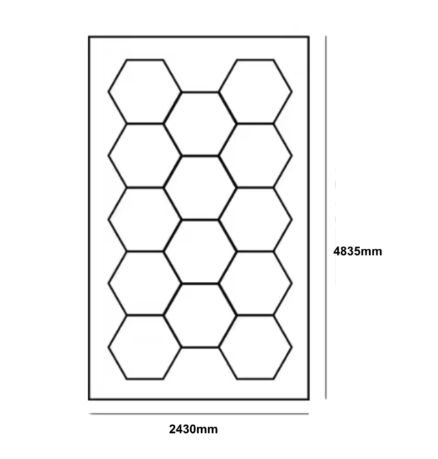 Hexagon Grid Led Car Garage Light 4.8m x 2.4m