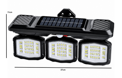 38w Solar Powered Triple Wall Light With Motion Sensor
