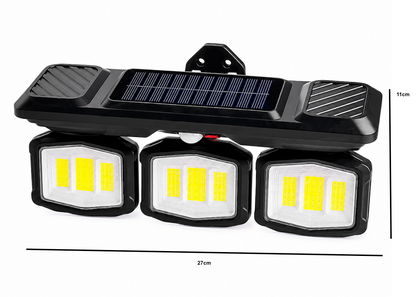 38w Solar Powered Triple Wall Light With Motion Sensor