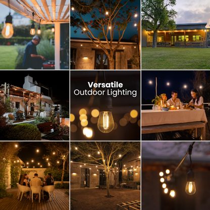 Waterproof LED Outdoor Festoon Bulb String Lights - Plug In