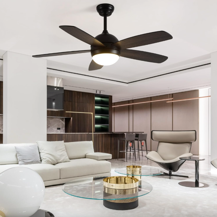 Five Blade LED Ceiling Fan With Interchangeable Colour Blades - Black