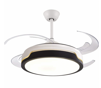 Retractable Ceiling Fan With Remote Black & White