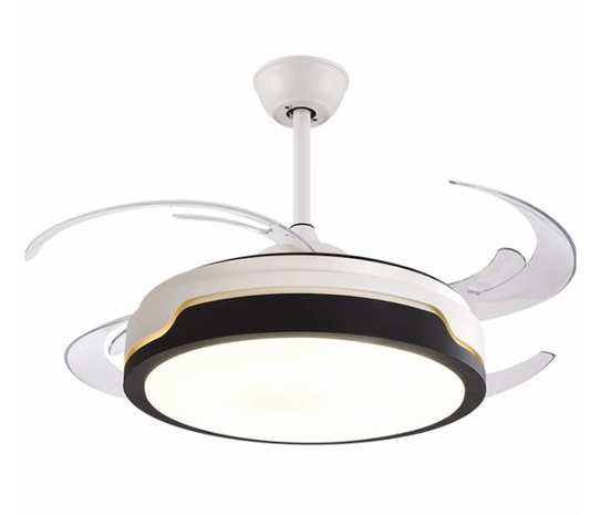 Retractable Ceiling Fan With Remote Black & White