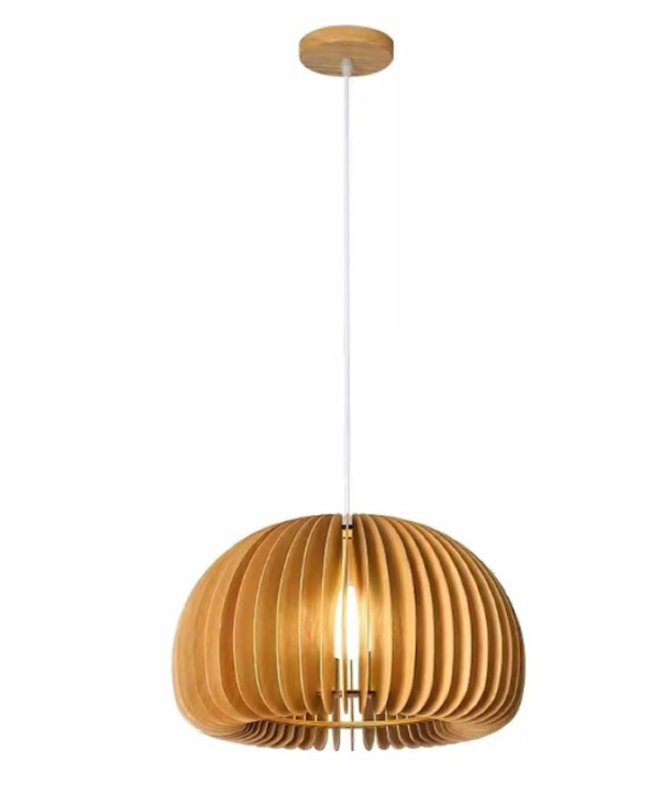 Large Wooden Pendant Light - Natural Wood