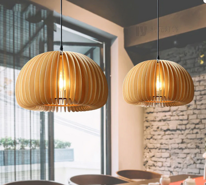Large Wooden Pendant Light - Natural Wood