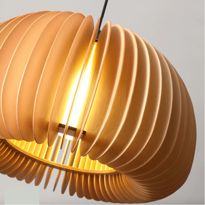 Large Wooden Pendant Light - Natural Wood
